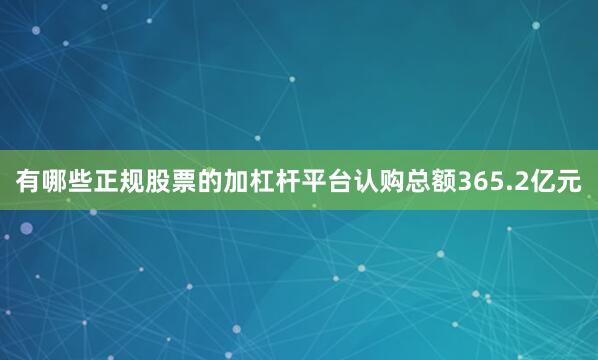 有哪些正规股票的加杠杆平台认购总额365.2亿元