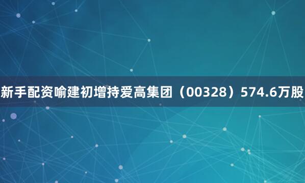 新手配资喻建初增持爱高集团（00328）574.6万股