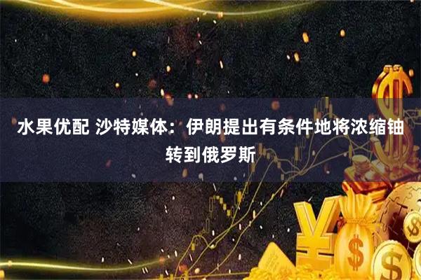 水果优配 沙特媒体：伊朗提出有条件地将浓缩铀转到俄罗斯